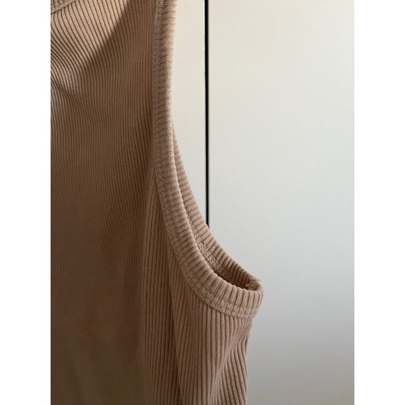 AGOLDE High Neck Rib Knit Latte Brown Tank Top Womens Sz Large L EXC - Picture 7 of 7